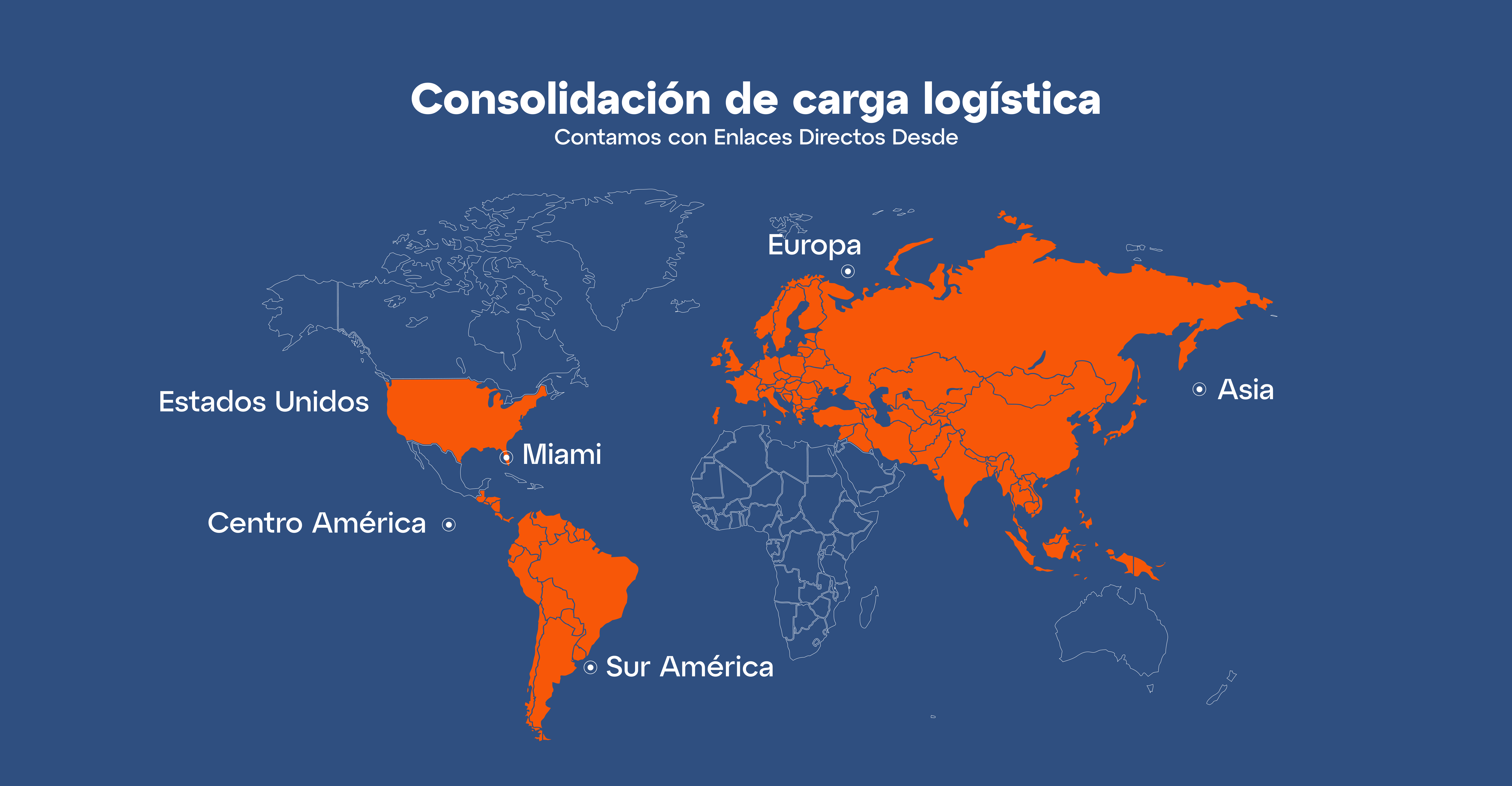 Mapa mundial de enlaces logísticos de Pronto Cargo